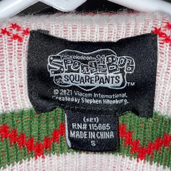 Nickelodeon SpongeBob SquarePants Ugly Christmas Holiday Sweater Red Size Small - Picture 6 of 10